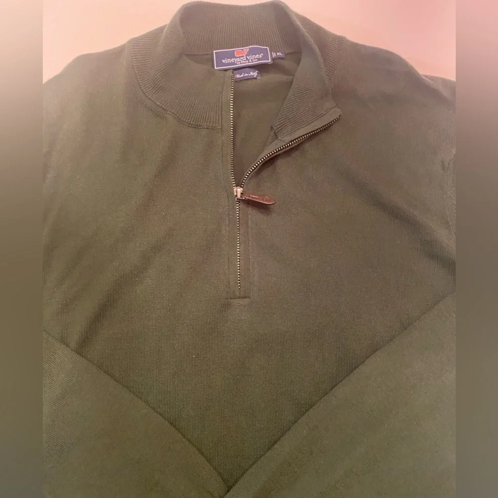Vineyard Vines Shep & Ian Quarter Zip Sweater Cotton Cashmere Blend Italy XL